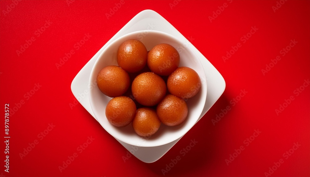 Indian sweet food gulab jamun on red background Indian sweet food gulab jamun on red background