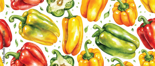 Paprika chili pattern background watercolor style1
