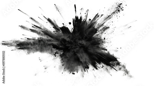 Artistic Black Ink Blot on Transparent Background