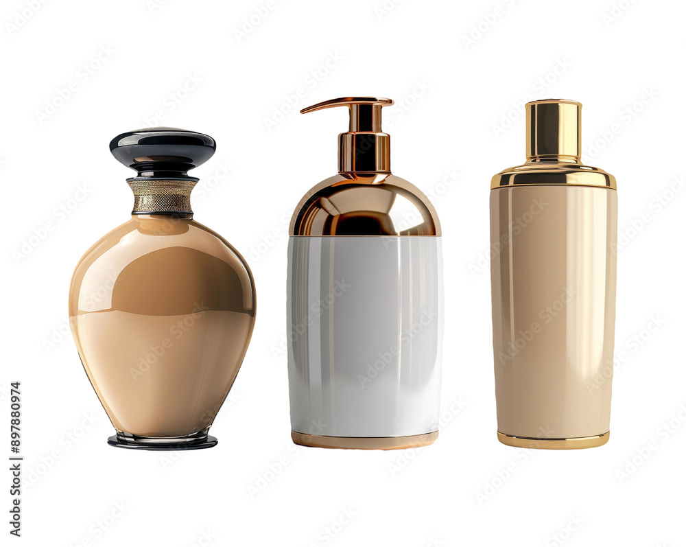 Elegant Perfume Bottles And Lotion Dispensers Isolated On Transparent Background Elegant Perfume Bottles And Lotion Dispensers Isolated On Transparent Background