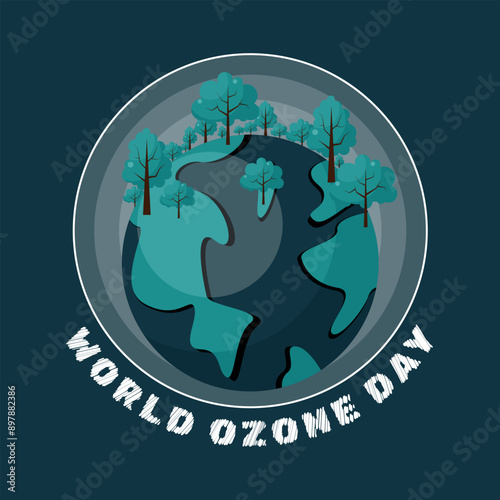 World Ozone Day poster with protection of the ozone layer on earth