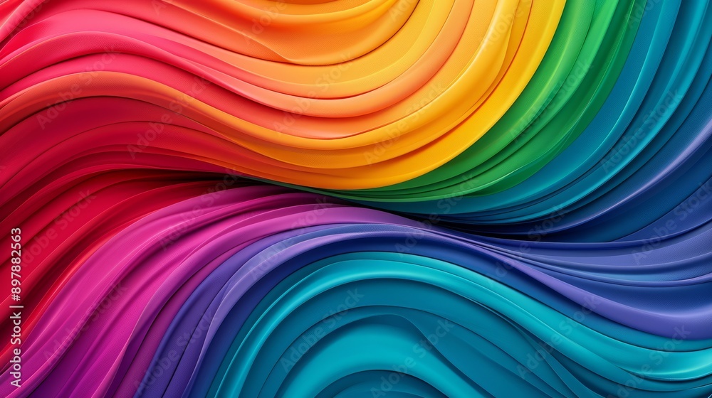 Fototapeta premium A vibrant wave of colors flowing harmoniously, showcasing gradients from pink to blue, ideal for creative and artistic projects.