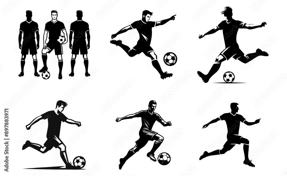 Men football soccer logo icon silhouette illustration Men football soccer logo icon silhouette illustration