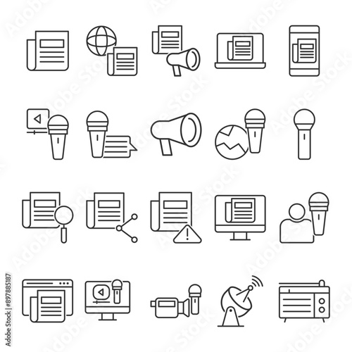 Newspaper Icon Set Sign Symbol