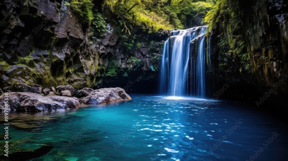 Naklejka premium mist clear blue water