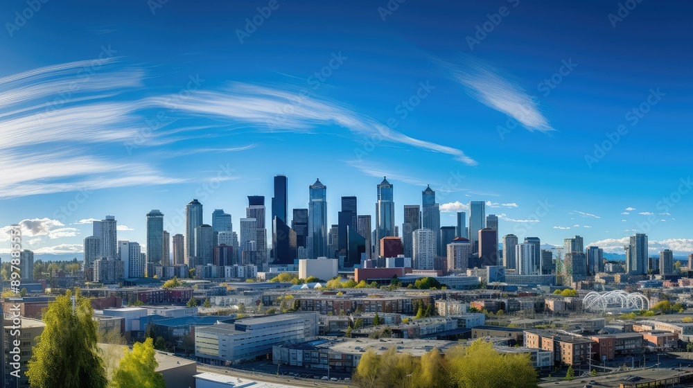 Naklejka premium metropolis blue sky city