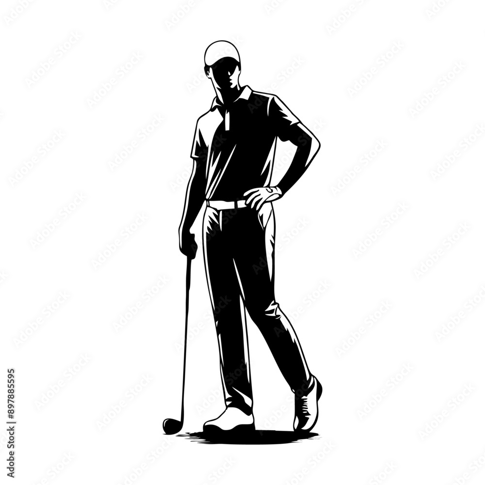 Men golf logo icon silhouette illustration Men golf logo icon silhouette illustration