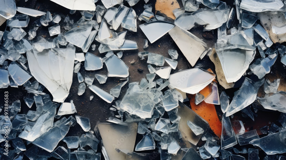 fragments broken glass on ground fragments broken glass on ground