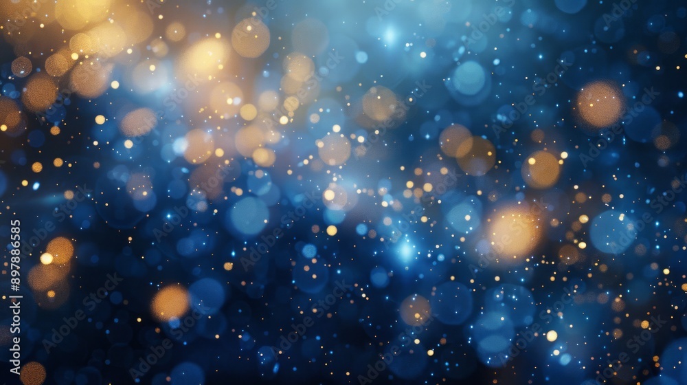 Abstract background new year, cheering crowd and blue and gold fireworks and celebrating holiday, copy space Abstract background new year, cheering crowd and blue and gold fireworks and celebrating holiday, copy space