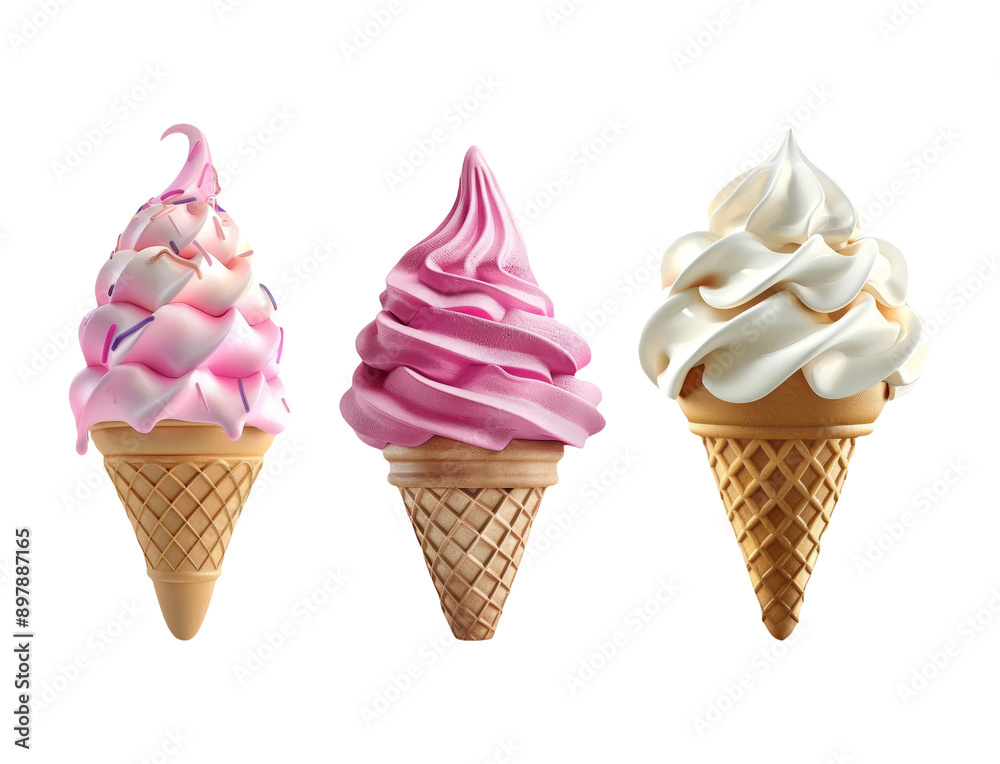 Colorful Ice Cream Cones Isolated On Transparent Background Colorful Ice Cream Cones Isolated On Transparent Background