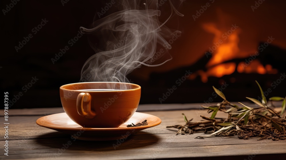 Fototapeta premium brewed tea tree leaf