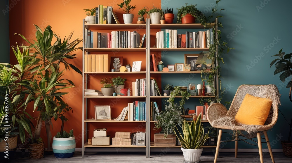 Fototapeta premium plants office bookcase