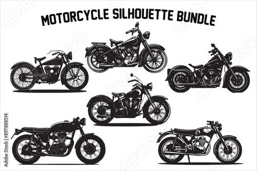 classic and Retro vintage motorcycle silhouette Vector illustration. vintage motorcycle silhouette.
