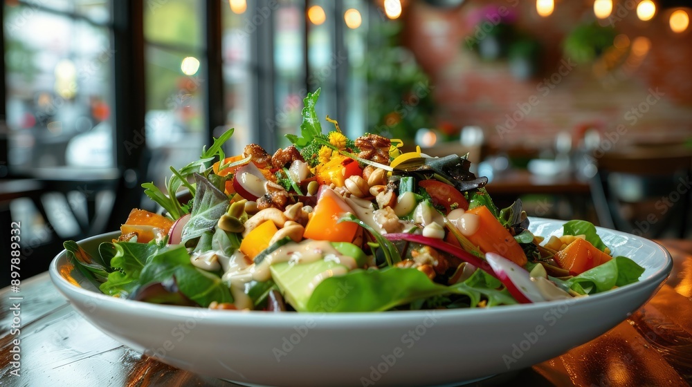 Fresh and Healthy Salad in a White Bowl. Fresh and Healthy Salad in a White Bowl.