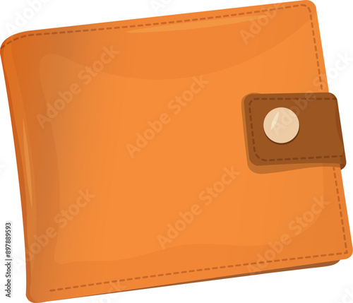 a brown Leather Wallet Isolated on White in flat style Vector illustration