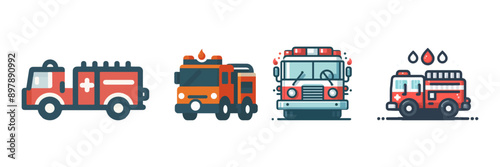 firefighter car vector set