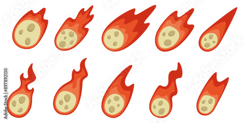Flame Meteor Illustration Set