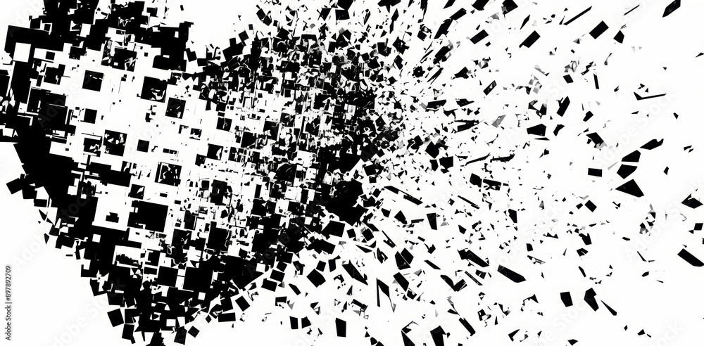 Dynamic Abstract Digital Art with Exploding Black and White Geometric Shapes Dynamic Abstract Digital Art with Exploding Black and White Geometric Shapes