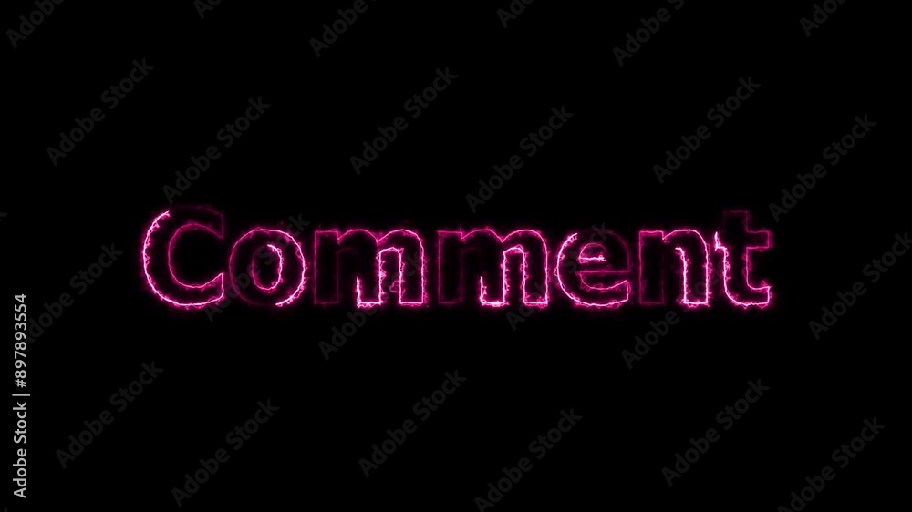 abstract comment text neon bright social media magenta red color animation on black background. abstract comment text neon bright social media magenta red color animation on black background.