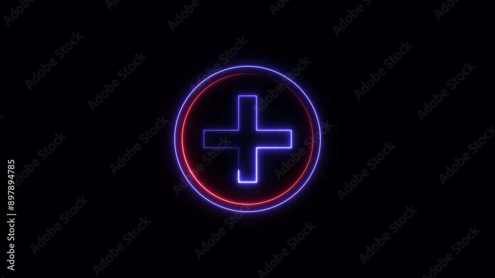 plus icon neon glowing purple color animation and red circle 4k video. plus icon neon glowing purple color animation and red circle 4k video.