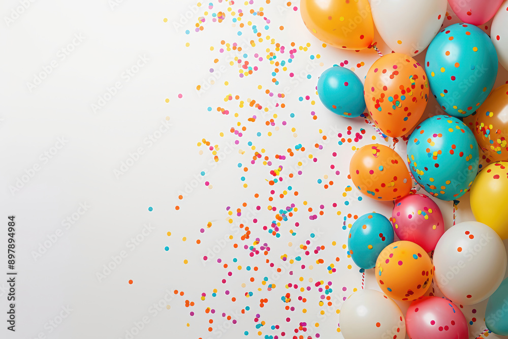 Festive Birthday Balloons and Confetti Festive Birthday Balloons and Confetti