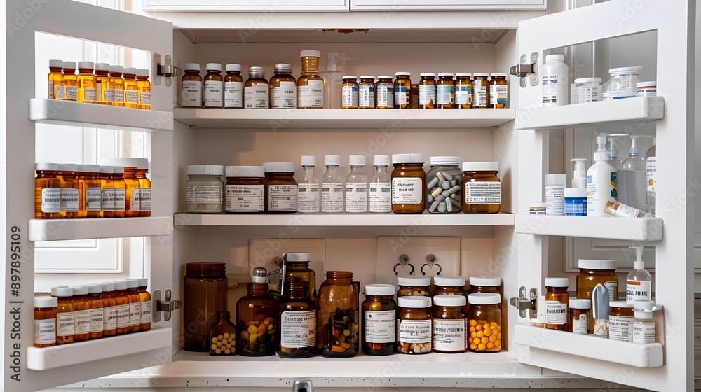 Medicine Cabinet Full of Bottles and Jars Medicine Cabinet Full of Bottles and Jars