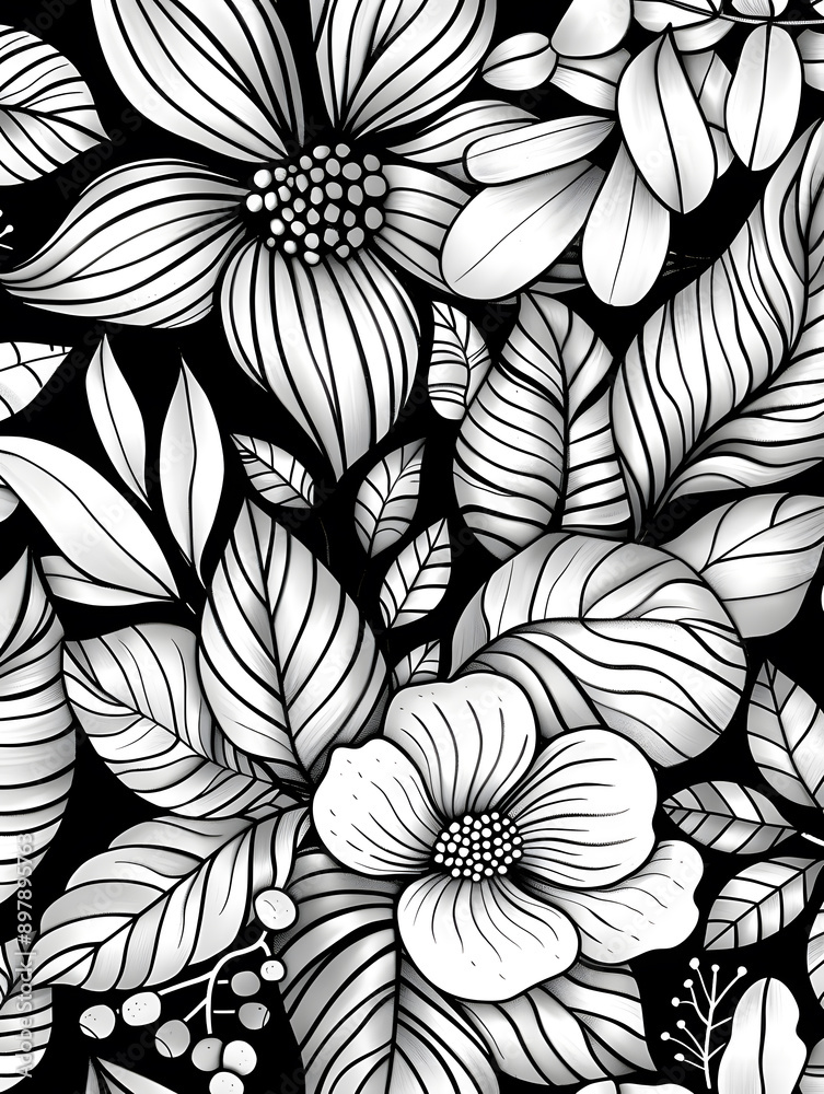 2D flower and leaf cards in various styles 2D flower and leaf cards in various styles