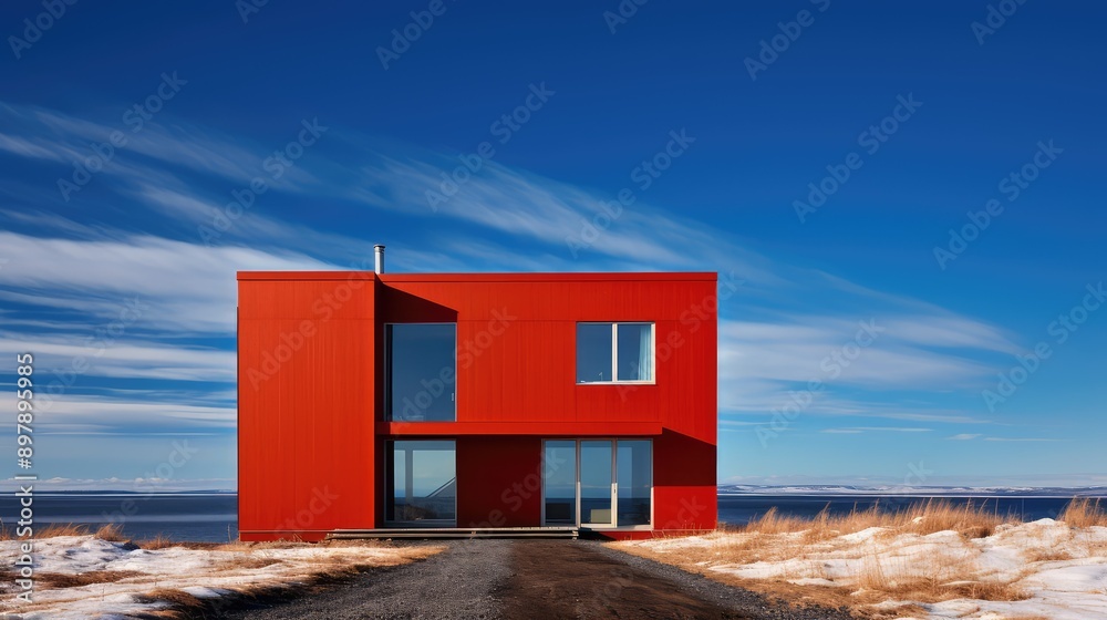 Fototapeta premium modern red house
