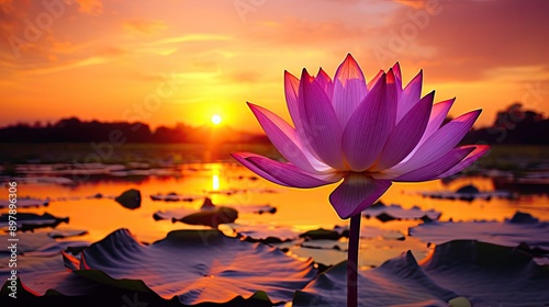 vibrant purple lotus flower photo