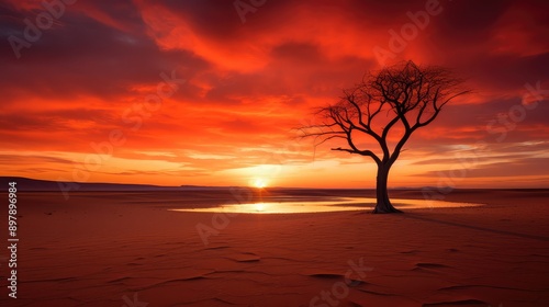 tree sunrise orange