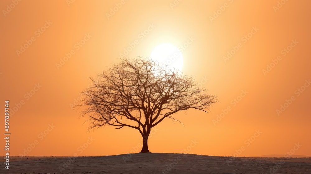 Fototapeta premium landscape sun silhouette