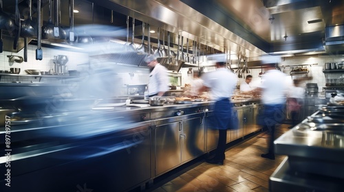 restaurant commercial kitchen blur