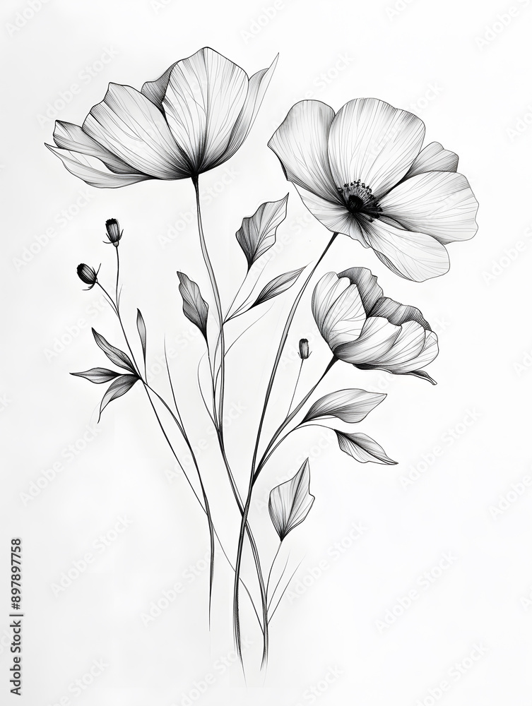 2D flower and leaf cards in various styles 2D flower and leaf cards in various styles