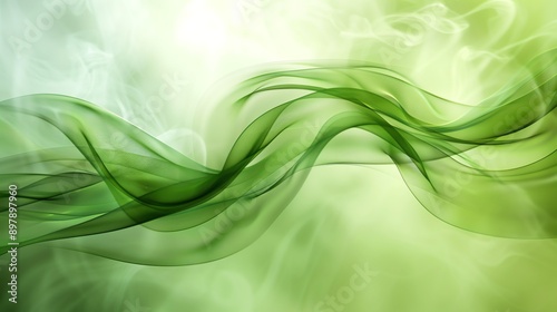 Abstract green waves on light green background. © DudeDesignStudio