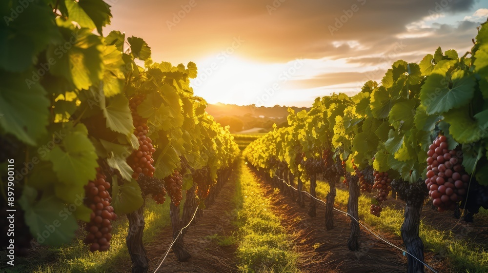 Naklejka premium sun tropical wine