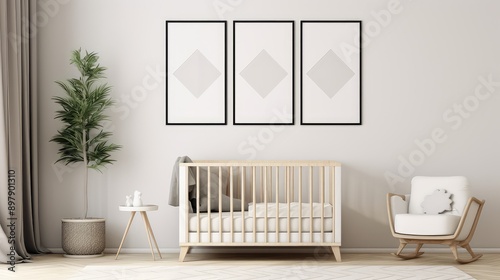neutral nursery wall mockup