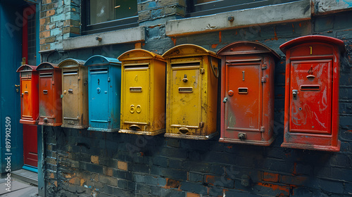 Colour full old post box in the city