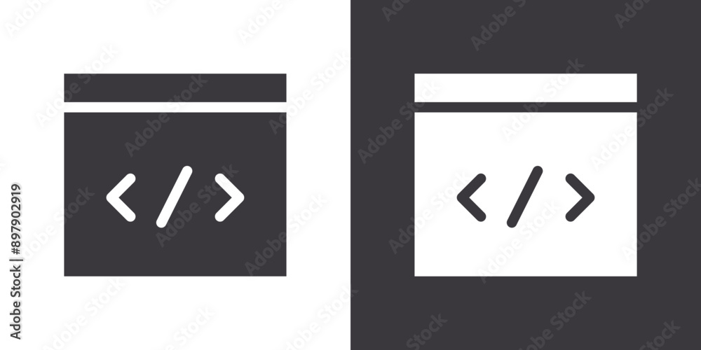 coding program icon Flat set in black and white color outline vector coding program icon Flat set in black and white color outline vector