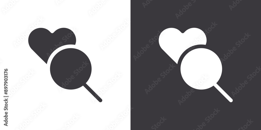 Find Love icon Flat set in black and white color outline vector Find Love icon Flat set in black and white color outline vector