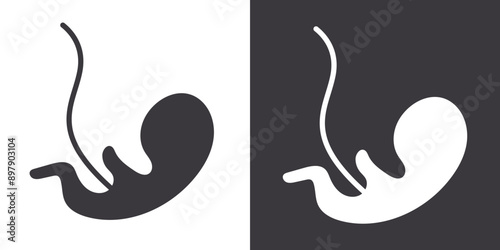 Embryo Child icon Flat set in black and white color outline vector