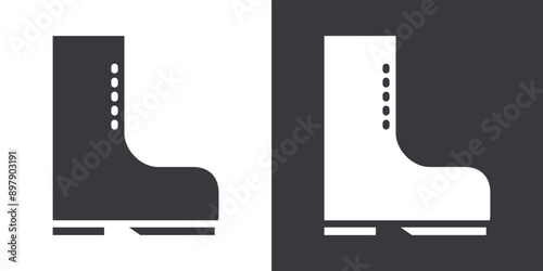 Fishing boots icon Flat set in black and white color outline vector