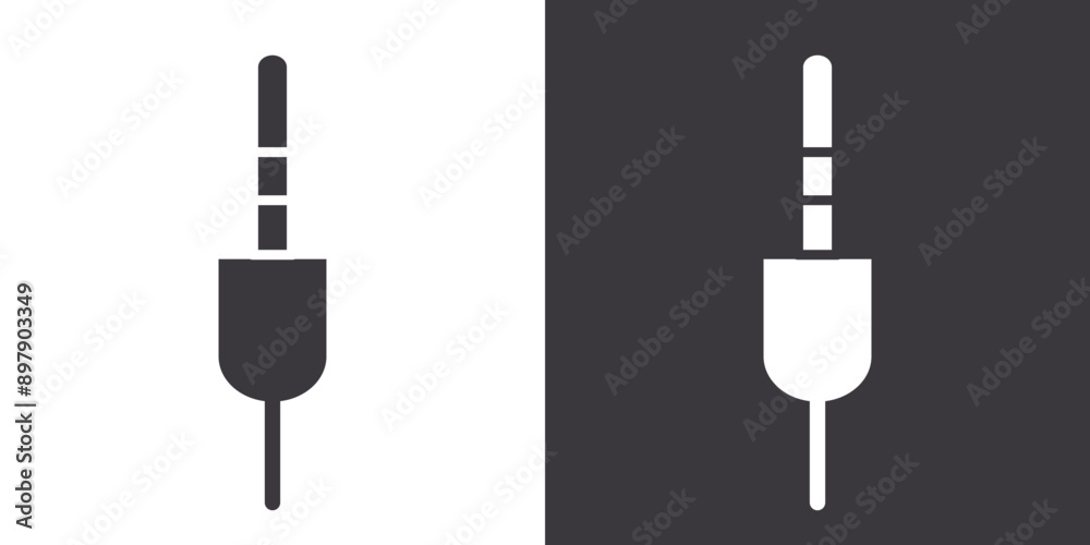 Jack cable icon Flat set in black and white color outline vector Jack cable icon Flat set in black and white color outline vector