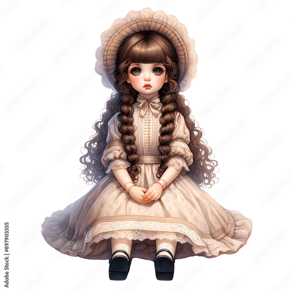 Fototapeta premium wooden doll with a basket