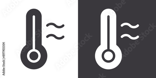 Hot Icon Flat set in black and white color outline vector