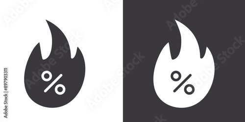 Hot deal icon Flat set in black and white color outline vector