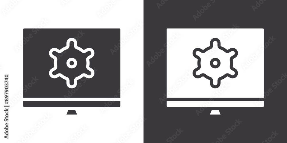Setup icon Flat set in black and white color outline vector