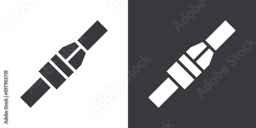 Safety seatbelt icon Flat set in black and white color outline vector