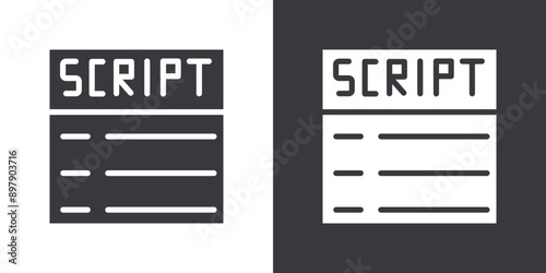 Wallpaper Mural Script icon Flat set in black and white color outline vector Torontodigital.ca