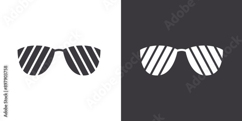 shutter sunglasses icon Flat set in black and white color outline vector