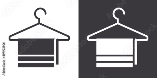 towel icon Flat set in black and white color outline vector